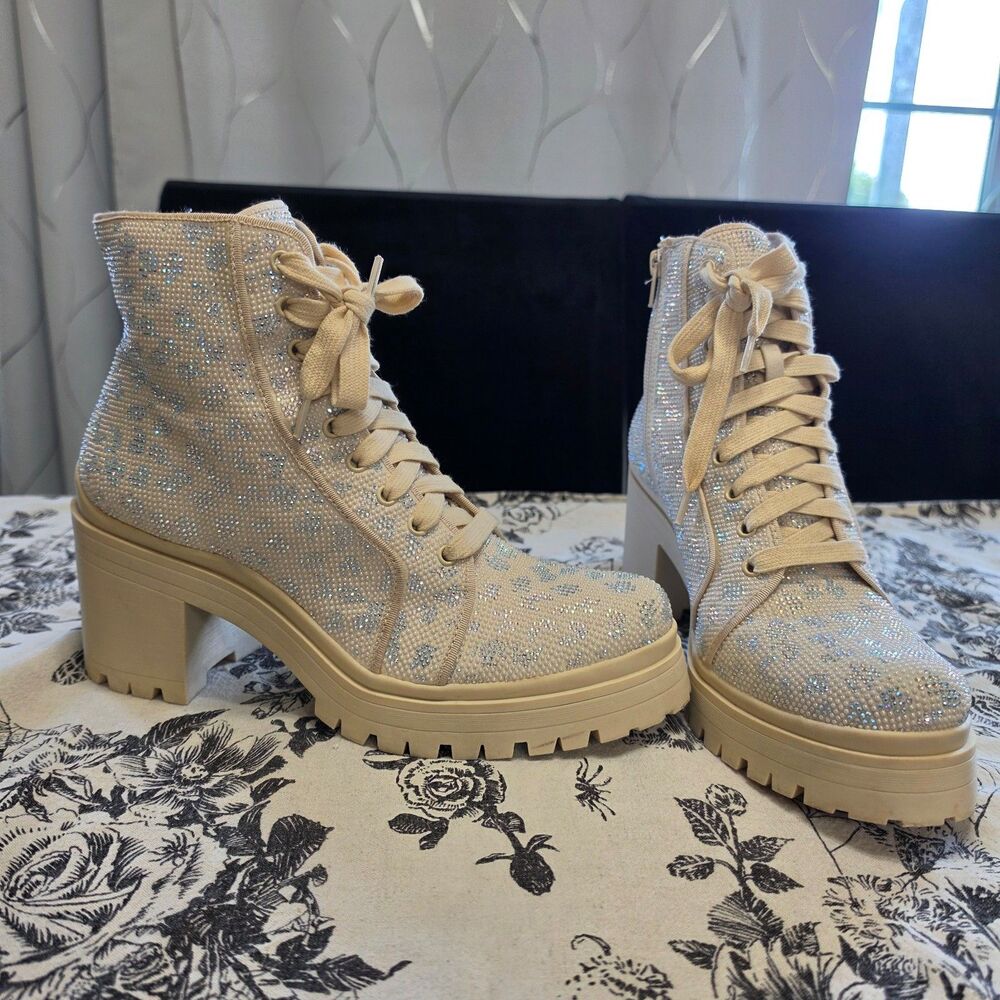 Gianni Bini Cheetah Rhinestone Platform Booties